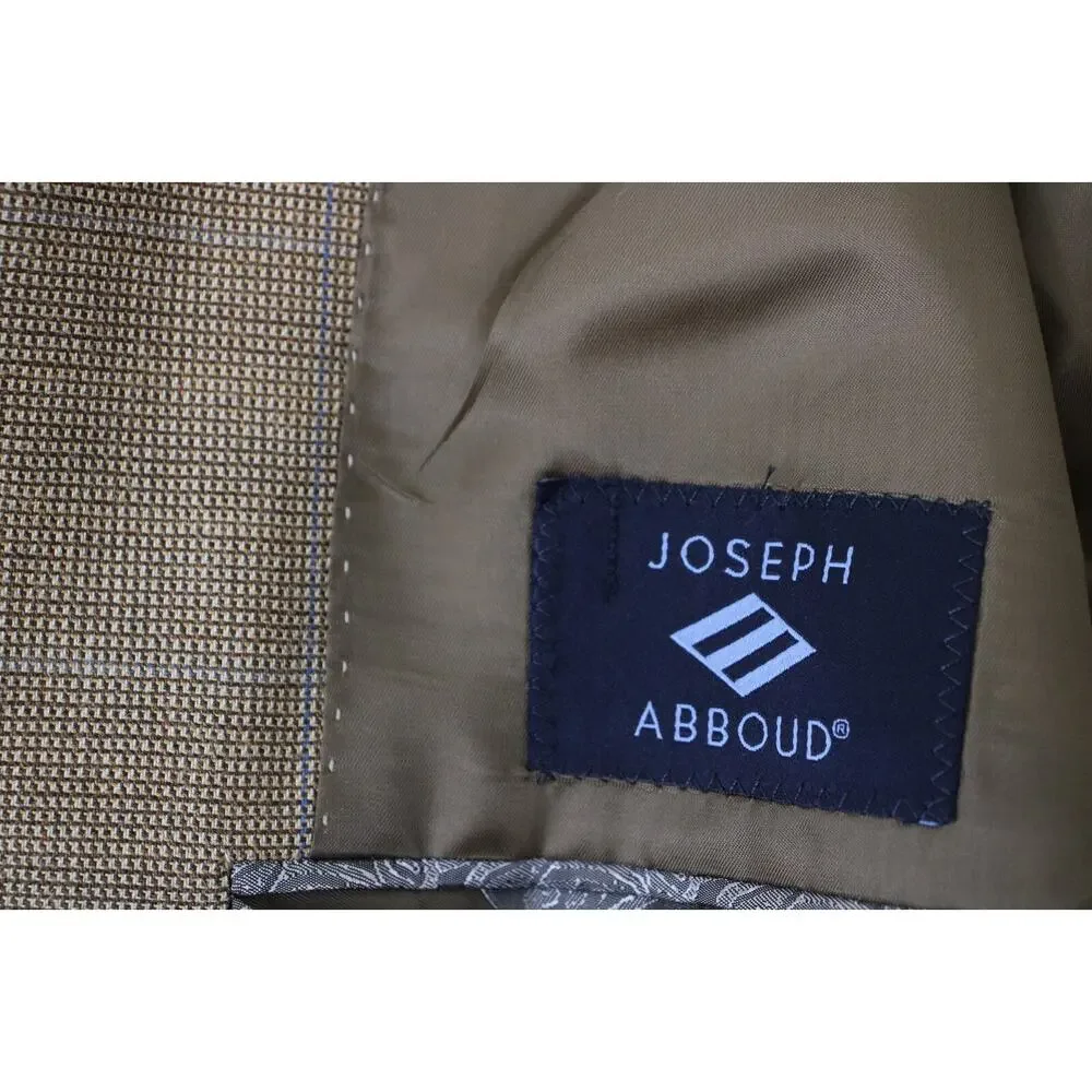 Joseph‎ Abboud Blazer Mens 44R Windowpane Wool Silk Sports Jacket Made In USA